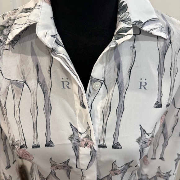 Ronner Designer Equestrian Floral Logo Button Down Dress Sz Eu 36/US 4 - Picture 3 of 9